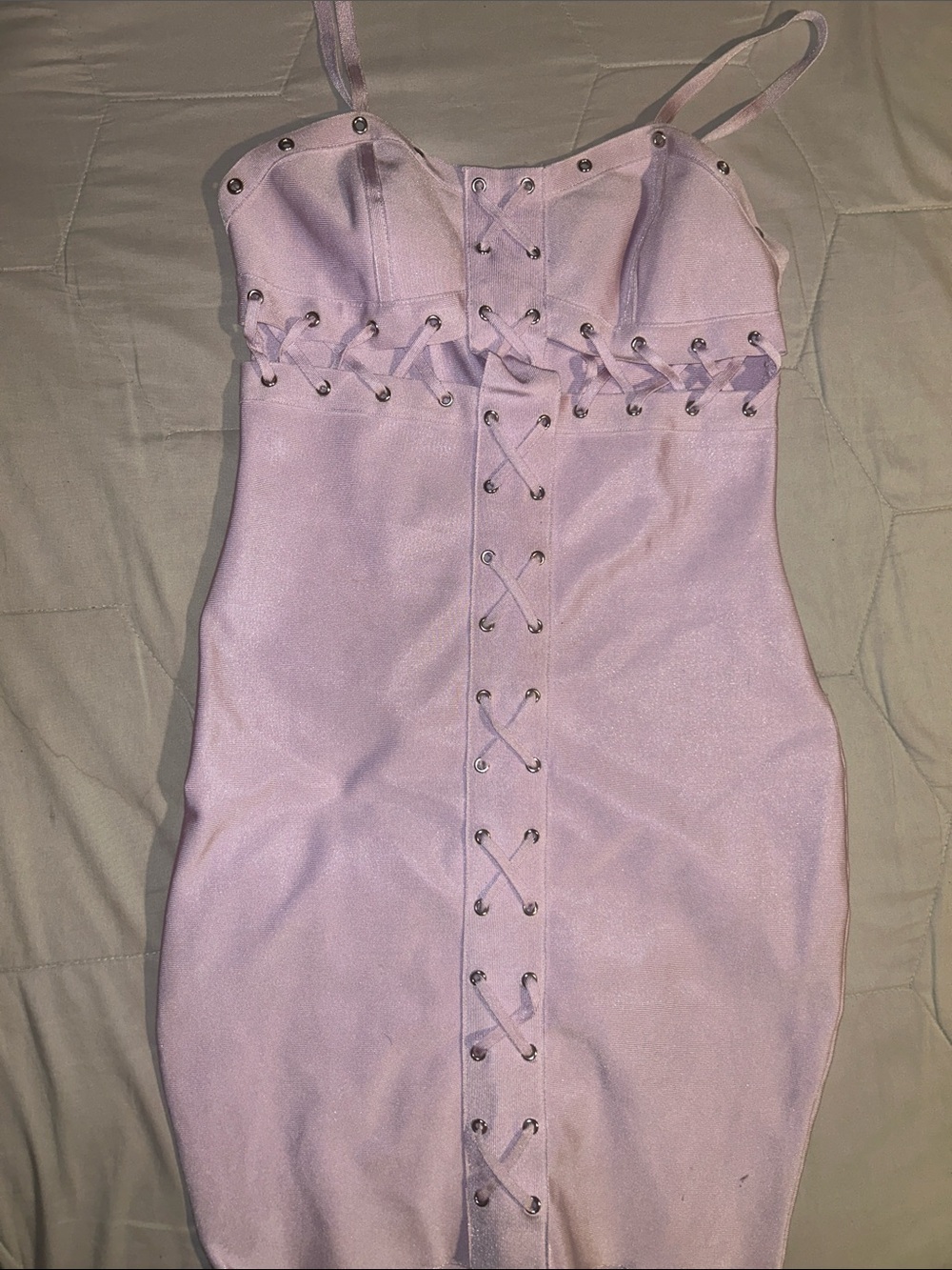 AKIRA Lavender Lace-Up Bodycon Mini Dress
